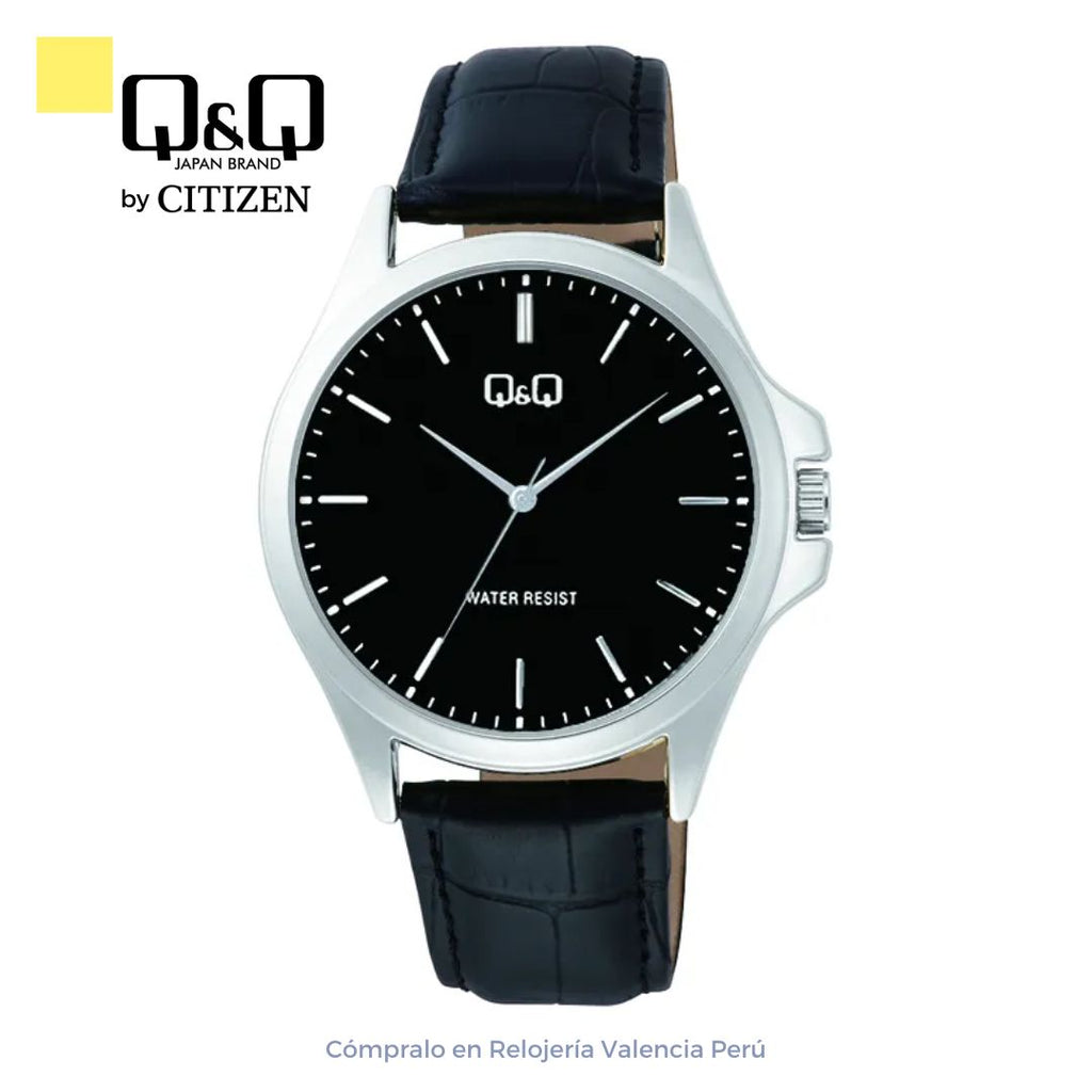Reloj Q&Q Hombre C36A-015PY Cuero Negro Casual Elegante