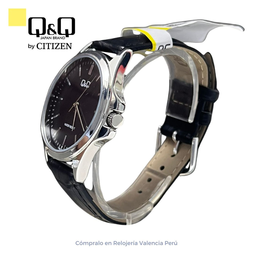 Reloj Q&Q Hombre C36A-015PY Cuero Negro Casual Elegante