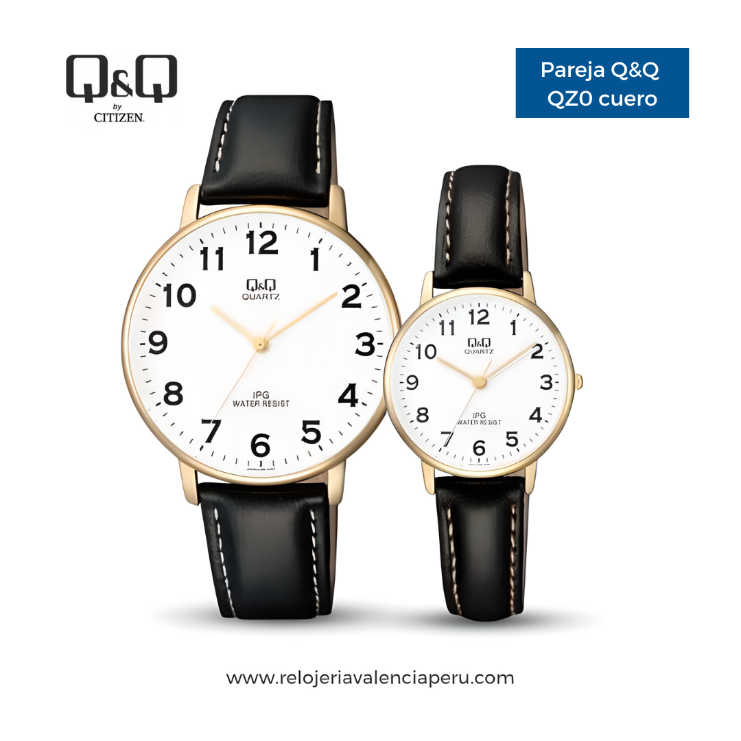 Reloj Q&Q Pareja QZ00 correa cuero