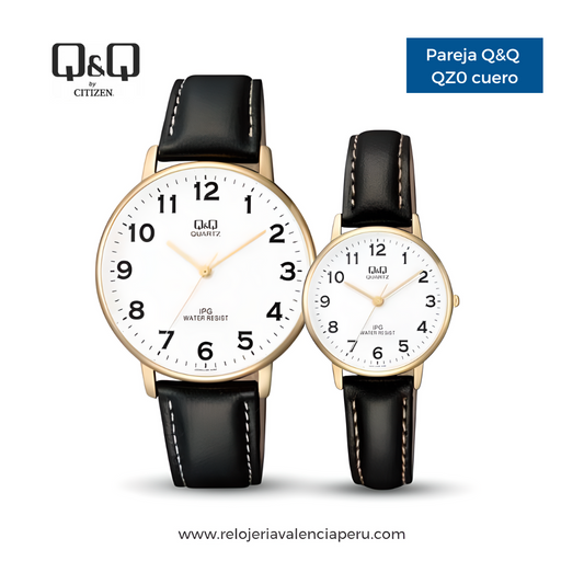 Reloj Q&Q Pareja QZ00 correa cuero