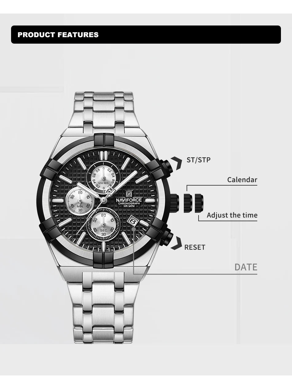 Reloj de hombre Naviforce NF8042 Negro Chronograph